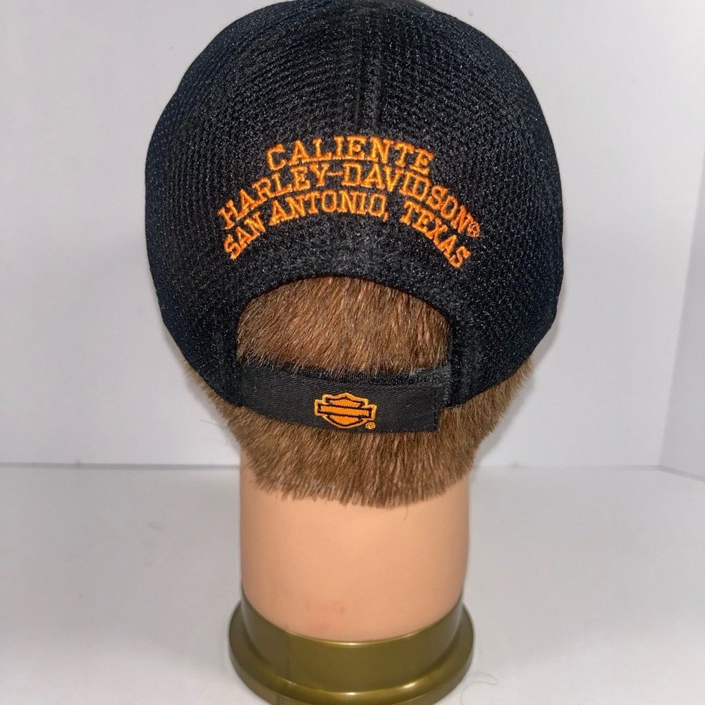 Harley-Davidson Cap One Size Black Orange Trucker Caliente San Antonio Biker - Picture 4 of 6